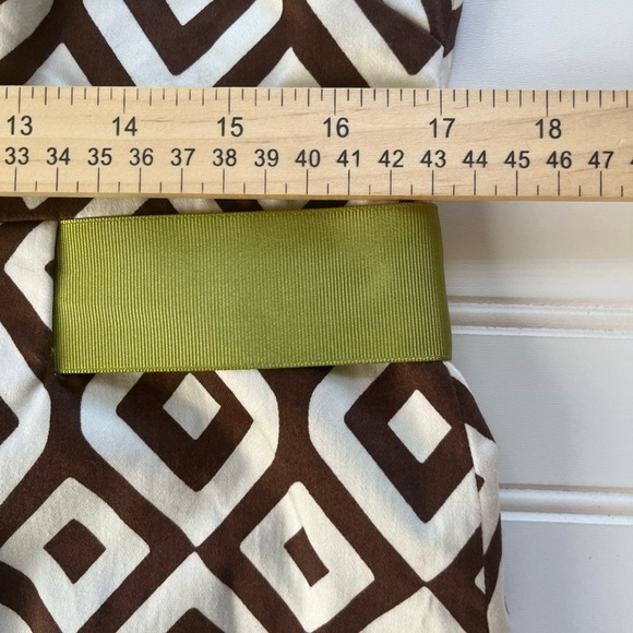 Jessica Howard Women's Sleeveless Dress Brown White Lime Green Sash Lined Sze 12 - Picture 6 of 9